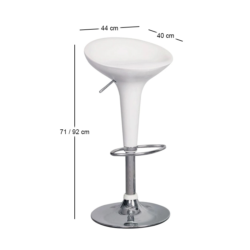 DISCO Bar Stool ABS White/Chromed Base