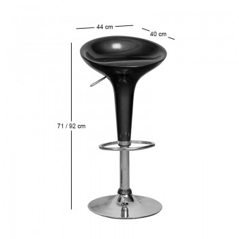 Disco bar stool with chrome frame and Abs coating in black color 44x40x71/92cm.