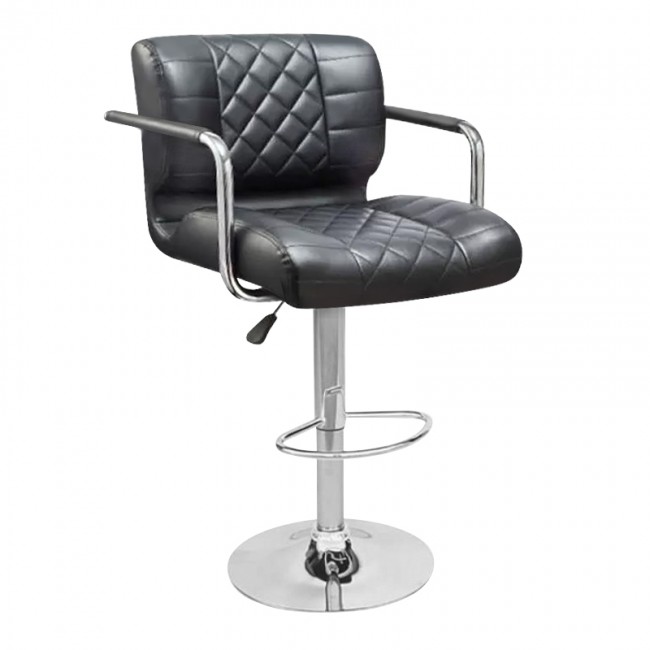 Σκαμπώ bar με μεταλλικό σκελετό χρωμίου και επένδυση από τεχνόδερμα Pu σε χρώμα μαύρο 51x50x65-86/88-110εκ