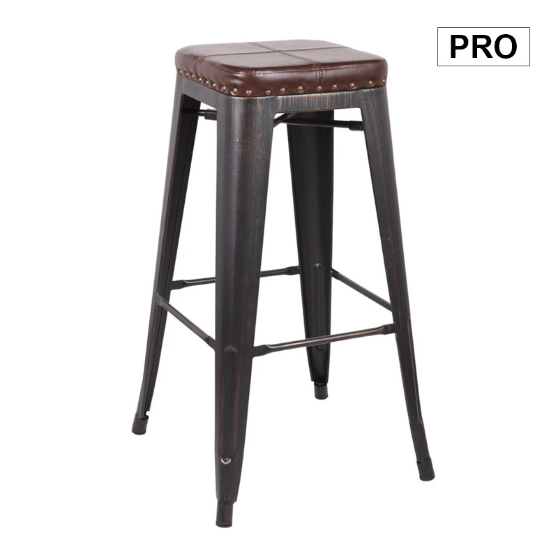 RELIX Bar Stool Steel Antique Black/PU Dark Brown
