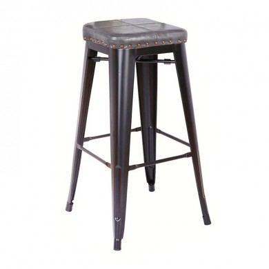 RELIX Bar Stool Steel Black Matte/Pu D.Grey
