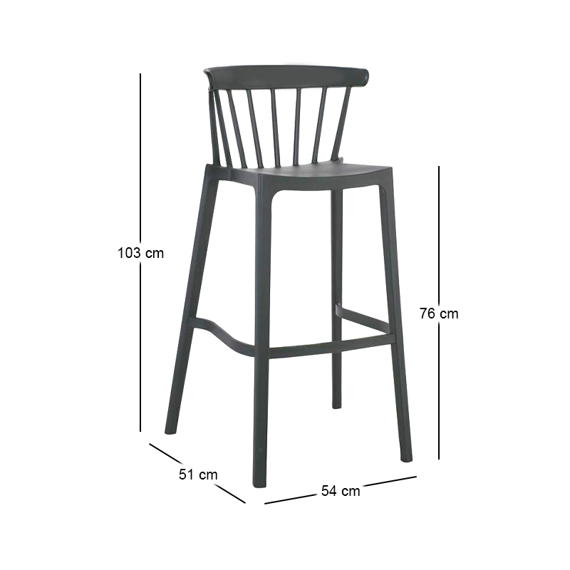 WEST Bar Stool PP-UV Black