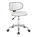 GLORY Stool With Back, Pu White/Chromed Base