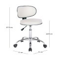 GLORY Stool With Back, Pu White/Chromed Base