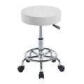 GLORY Stool (with footrest) Pu White/Chromed Base (D35x47/61cm)