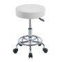 GLORY Stool (with footrest) Pu White/Chromed Base (D35x47/61cm)