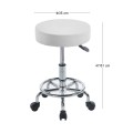 GLORY Stool (with footrest) Pu White/Chromed Base (D35x47/61cm)