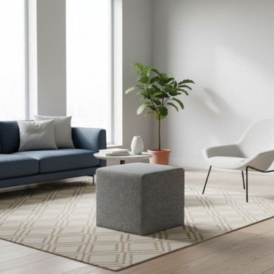 Kare Megapap fabric stool in grey color 40x40x40cm.