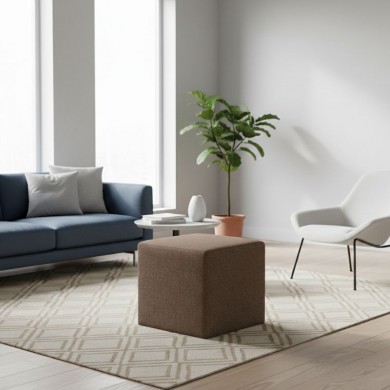 Kare Megapap fabric stool in brown color 40x40x40cm.