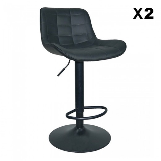 Σκαμπό Μπάρ 2τμχ Bar93 Black Pu 48x50x107.5εκ.