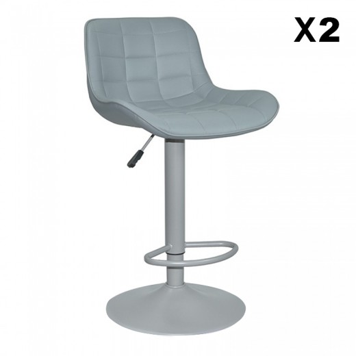 Σκαμπό Μπάρ 2τμχ Bar93 Grey Pu 48x50x107.5εκ.