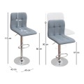 Carmelo Megapap bar stool with adjustable height made of pu leather in grey color 45x42x90/113cm.