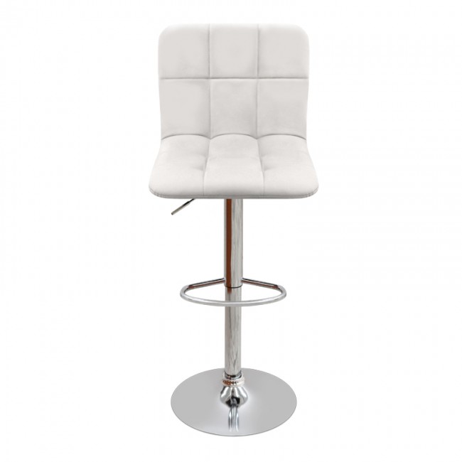 Σκαμπό μπαρ Carmelo Megapap με ρυθμιζόμενο ύψος PU λευκό - βάση χρωμίου 45x42x90/113εκ.