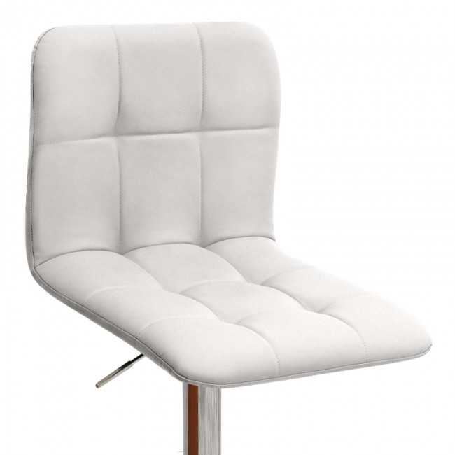 Σκαμπό μπαρ Carmelo Megapap με ρυθμιζόμενο ύψος PU λευκό - βάση χρωμίου 45x42x90/113εκ.