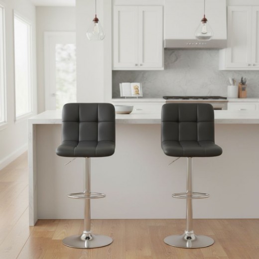 Σκαμπό μπαρ Carmelo Megapap με ρυθμιζόμενο ύψος PU μαύρο - βάση χρωμίου 45x42x90/113εκ. Σκαμπό μπαρ Carmelo Megapap με ρυθμιζόμενο ύψος PU μαύρο - βάση χρωμίου 45x42x90/113εκ.