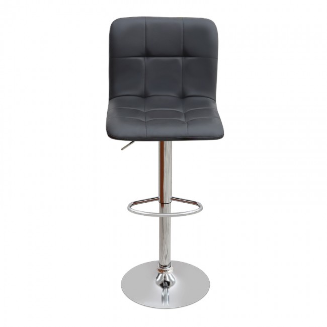 Σκαμπό μπαρ Carmelo Megapap με ρυθμιζόμενο ύψος PU μαύρο - βάση χρωμίου 45x42x90/113εκ.