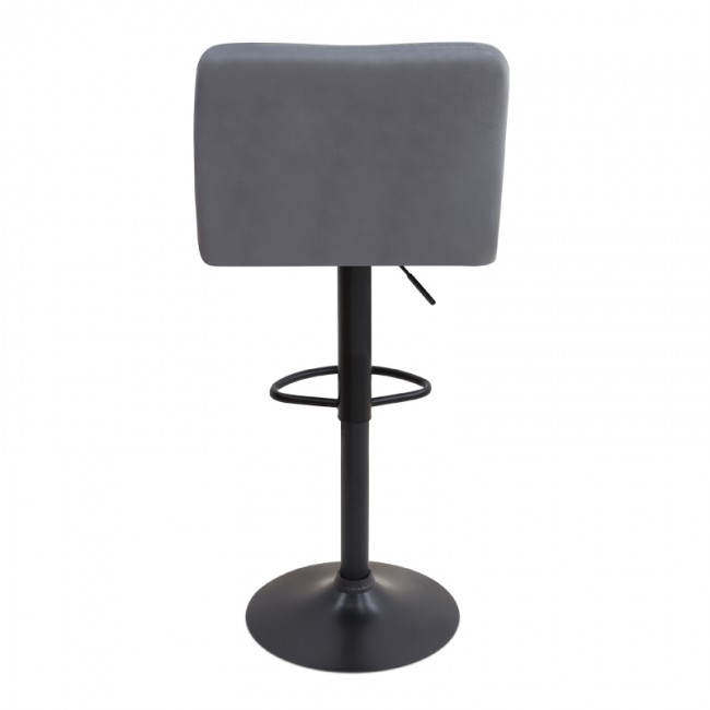 Σκαμπό μπαρ Carmelo Megapap με ρυθμιζόμενο ύψος βελούδο γκρι - βάση μαύρο ματ 45x42x90/113εκ.