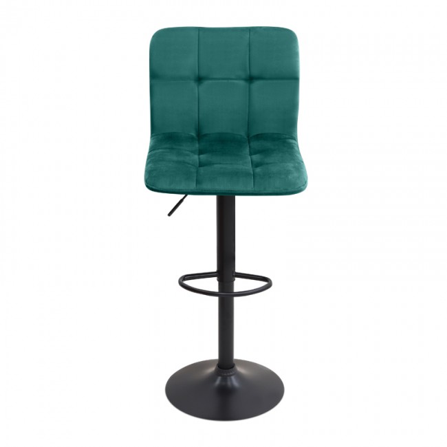 Σκαμπό μπαρ Carmelo Megapap με ρυθμιζόμενο ύψος βελούδο κυπαρισσί - βάση μαύρο ματ 45x42x90/113εκ.