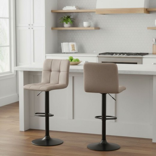 Σκαμπό μπαρ Carmelo Megapap με ρυθμιζόμενο ύψος βελούδο μπεζ - βάση μαύρο ματ 45x42x90/113εκ. Σκαμπό μπαρ Carmelo Megapap με ρυθμιζόμενο ύψος βελούδο μπεζ - βάση μαύρο ματ 45x42x90/113εκ.