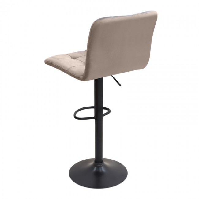 Σκαμπό μπαρ Carmelo Megapap με ρυθμιζόμενο ύψος βελούδο μπεζ - βάση μαύρο ματ 45x42x90/113εκ.