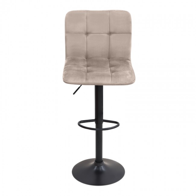 Σκαμπό μπαρ Carmelo Megapap με ρυθμιζόμενο ύψος βελούδο μπεζ - βάση μαύρο ματ 45x42x90/113εκ.