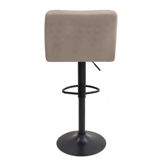 Σκαμπό μπαρ Carmelo Megapap με ρυθμιζόμενο ύψος βελούδο μπεζ - βάση μαύρο ματ 45x42x90/113εκ.