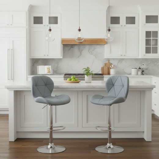 Σκαμπό μπαρ Dolores Megapap με ρυθμιζόμενο ύψος PU γκρι - βάση χρωμίου 45,5x38x89/109εκ. Σκαμπό μπαρ Dolores Megapap με ρυθμιζόμενο ύψος PU γκρι - βάση χρωμίου 45,5x38x89/109εκ.