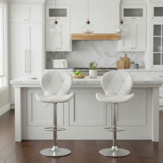 Σκαμπό μπαρ Dolores Megapap με ρυθμιζόμενο ύψος PU λευκό - βάση χρωμίου 45,5x38x89/109εκ. Σκαμπό μπαρ Dolores Megapap με ρυθμιζόμενο ύψος PU λευκό - βάση χρωμίου 45,5x38x89/109εκ.