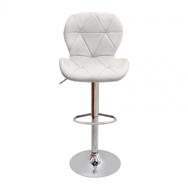 Σκαμπό μπαρ Dolores Megapap με ρυθμιζόμενο ύψος PU λευκό - βάση χρωμίου 45,5x38x89/109εκ.