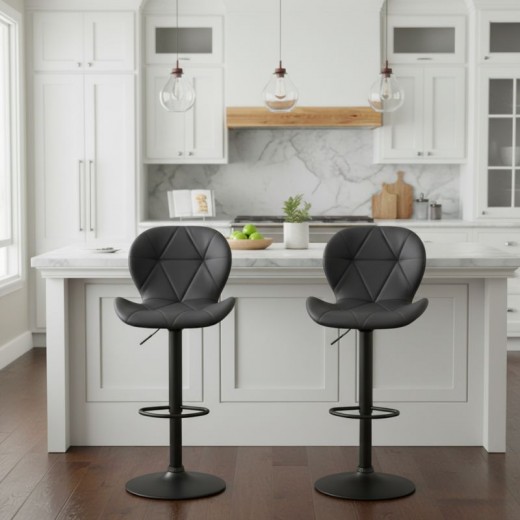 Σκαμπό μπαρ Dolores Megapap με ρυθμιζόμενο ύψος PU μαύρο - βάση μαύρο ματ 45,5x38x89/109εκ. Σκαμπό μπαρ Dolores Megapap με ρυθμιζόμενο ύψος PU μαύρο - βάση μαύρο ματ 45,5x38x89/109εκ.