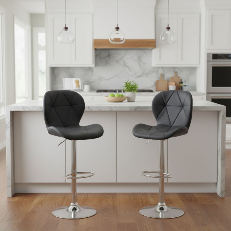Dolores Megapap bar stool with adjustable height made of pu leather in black color 45.5x38x89/109cm.