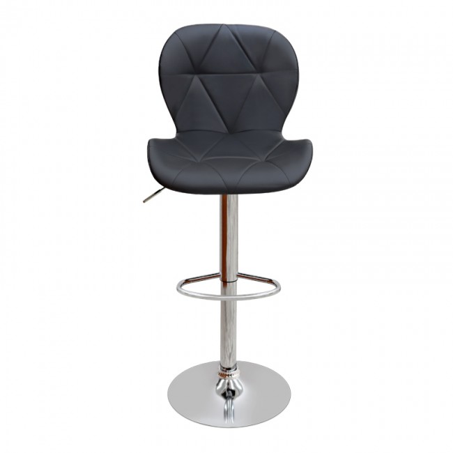 Σκαμπό μπαρ Dolores Megapap με ρυθμιζόμενο ύψος PU μαύρο - βάση χρωμίου 45,5x38x89/109εκ.