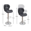 Dolores Megapap bar stool with adjustable height made of pu leather in black color 45.5x38x89/109cm.