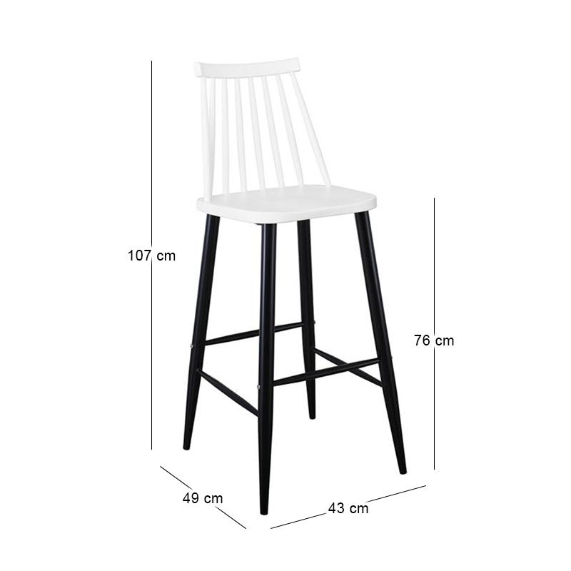 LAVIDA Bar Stool Metal Black, PP White