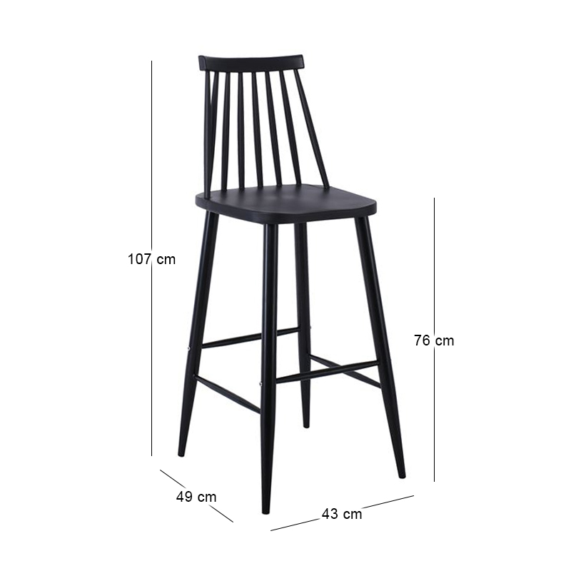 LAVIDA Bar Stool Metal & PP Black Color
