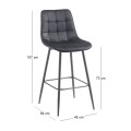 MYRIAM Bar Stool Metal Black/Fabric Velure Black