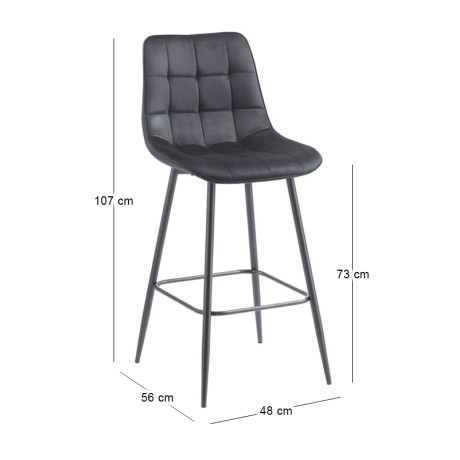 MYRIAM Bar Stool Metal Black/Fabric Velure Black