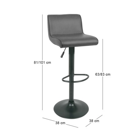 NERO Bar Stool Pu Grey/Paint Black