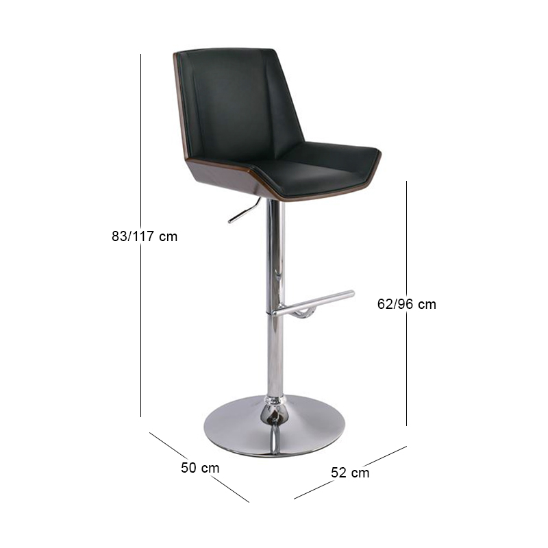 NUMAN Bar Stool Chrome/Pu Black