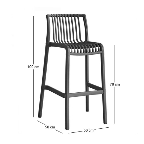 MODENA Stackable Bar Stool PP-UV Anthracite