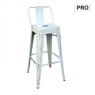 Σκαμπό μπαρ Relix Pro με πλάτη μεταλλικό χρώμα antique λευκό 43x43x100εκ.