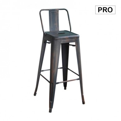 Σκαμπό μπαρ Relix Pro με πλάτη μεταλλικό χρώμα antique μαύρο 43x43x100εκ.