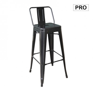 Σκαμπό μπαρ Relix Pro με πλάτη μεταλλικό χρώμα μαύρο 43x43x100εκ.