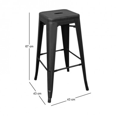Σκαμπώ μπαρ Relix Pro μεταλλικό χρώμα μαύρο 43x43x67εκ.