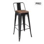 RELIX Wood Dark Oak Bar Stool w/Back Steel Black
