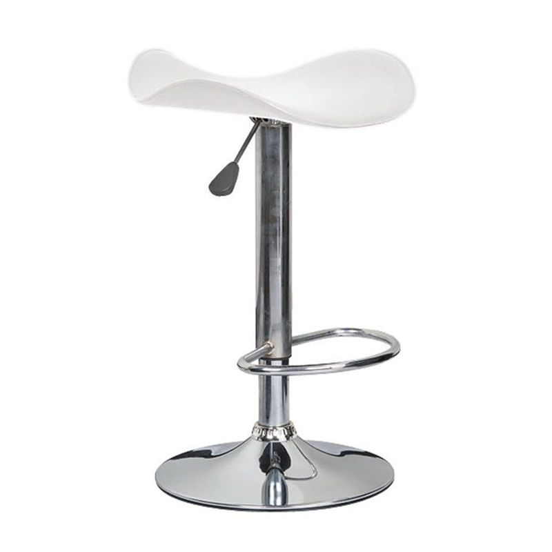 Σκαμπώ bar Saddle με σκελετό χρωμίου και επένδυση από Pvc σε χρώμα λευκό 45x43x64/85εκ