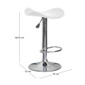 Σκαμπώ bar Saddle με σκελετό χρωμίου και επένδυση από Pvc σε χρώμα λευκό 45x43x64/85εκ