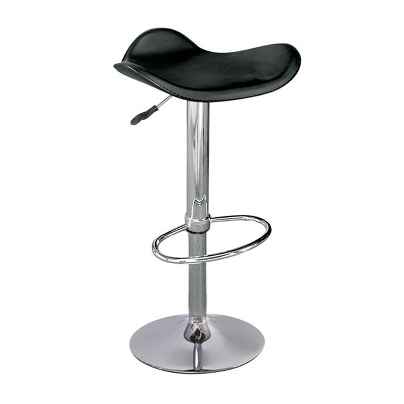 Σκαμπώ bar Saddle με βάση χρωμίου και επένδυση από Pvc σε χρώμα μαύρο 45x43x64/85εκ.