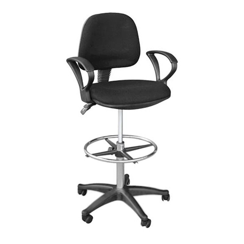 BF501 Reception-Cashier Bar Stool, Black (w/arms)