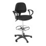 Reception - cashier stool with footrest and fabric in black color 62x60x100/122cm.